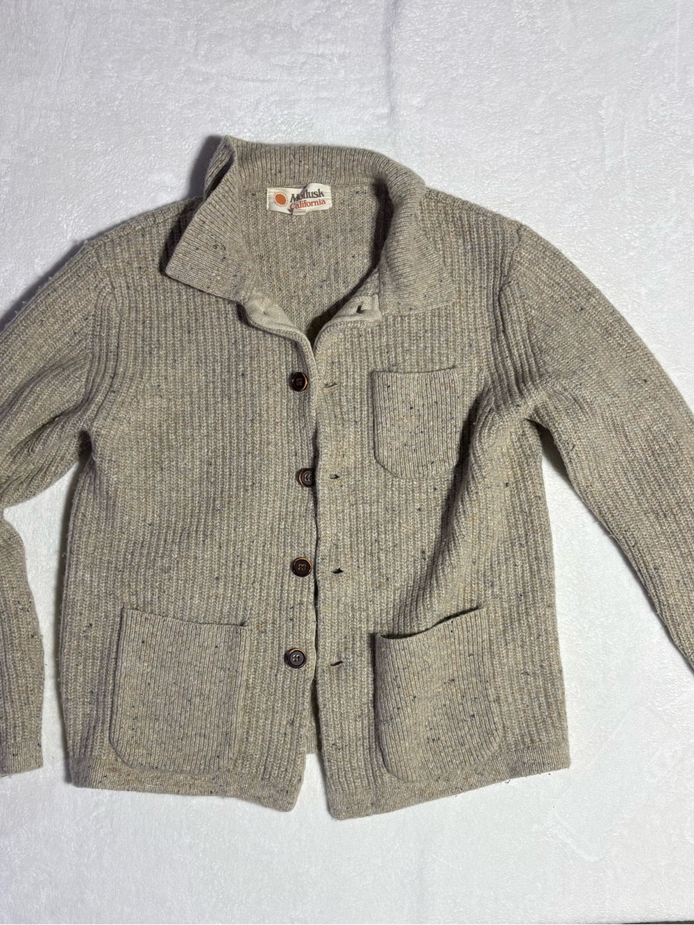 Mollusk California Neutral Knit Cardigan Jacket - Beige